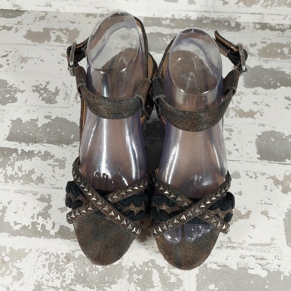 Calvin Klein Jeans Women's Brown Ankle Strap Wedge Sandals V290 - Picture 4 of 10